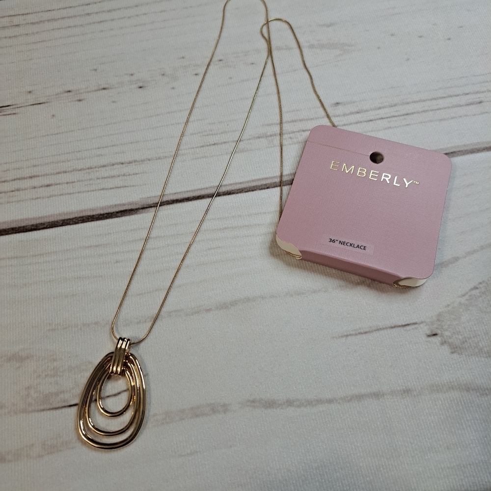 Emberly Gold Tone Layered Pendant Necklace 36"